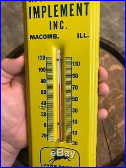 Rare 4 Leg John Deere Thermometer Sign Advertising Macom Illinois Implement