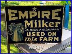 Rare Antique Empire Milker Sign Tin Milking Milk Dairy Farm Machinery John Deere