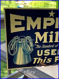 Rare Antique Empire Milker Sign Tin Milking Milk Dairy Farm Machinery John Deere