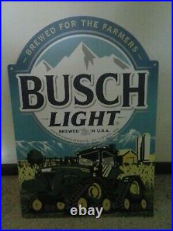 Rare Busch Light John Deere Tin Metal For The Farmers Sign Anheuser Busch