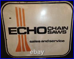 Rare ECHO CHAIN SAWS Dealer Sales & Service Sign Embossed Vintage John Deere Tin