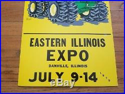 Rare John Deere 4WD Combine Danville IL Ag Expo Easel Sign 1979 Original Vintage