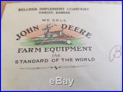 Rare John Deere Envelope Old Stamp Tractor Sign Farm Barn Oakley Kansas Denver