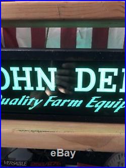Rare John Deere Glass Lighted Metal Old Display Dealer Tractor Gas Oil 21 Sign