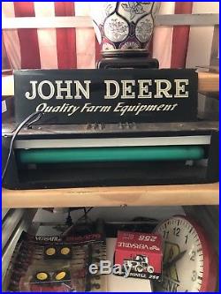 Rare John Deere Glass Lighted Metal Old Display Dealer Tractor Gas Oil 21 Sign