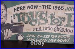 Rare John Deere Here Now 1965 Toys Ertl Die Cast Pedal Tractor Dealer Sign