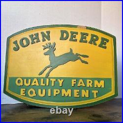 Rare John Deere Quality Farm Equipment Wooden Hangable Sign 16x12 JD Licensed