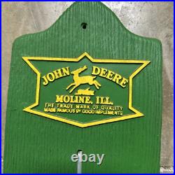 Rare John Deere Thermometer Faux Wood Green & Yellow Works Large 29 Tall