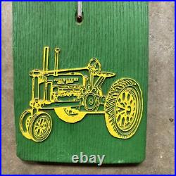 Rare John Deere Thermometer Faux Wood Green & Yellow Works Large 29 Tall