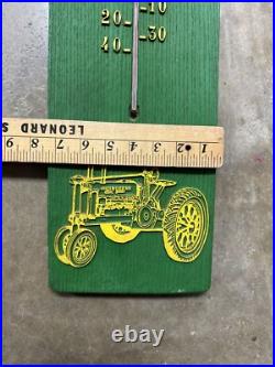 Rare John Deere Thermometer Faux Wood Green & Yellow Works Large 29 Tall