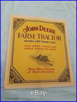 Rare John Deere Tractor Brochure Sign Original Vintage Old Farm Plow Moline ILL