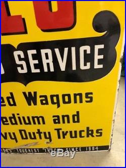 Rare Original REO Sales Service Dealership Porcelain Sign Speed Wagons Trucks
