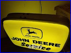 Rare Vintage 1950s 60s John Deere Service Embossed Lighted Sign Farm Tractor