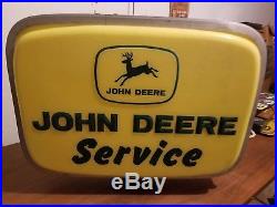 Rare Vintage 1950s 60s John Deere Service Embossed Lighted Sign Farm Tractor