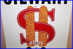 Rare Vintage 1972 Stewart $ Seed Corn Farm John Deere IH Ford 24 Metal Sign