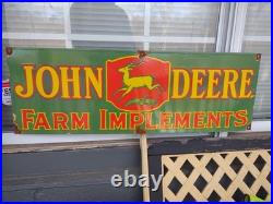 Rare Vintage John Deere 3ft Porcelain Sign Rare Tractor Farm Implements Dealer