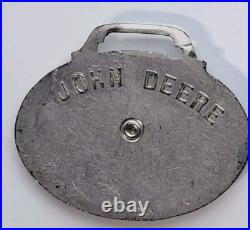 Rare Vintage John Deere Co. Oval Advertising Enamel Metal Watch Fob Back Signed
