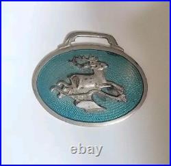 Rare Vintage John Deere Co. Oval Advertising Enamel Metal Watch Fob Back Signed