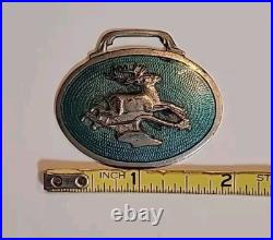 Rare Vintage John Deere Co. Oval Advertising Enamel Metal Watch Fob Back Signed