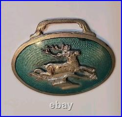 Rare Vintage John Deere Co. Oval Advertising Enamel Metal Watch Fob Back Signed