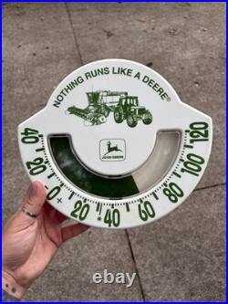 Rare Vtg John Deere Thermometer 1980s-90s Plastic Scale Style Tractor Graphics