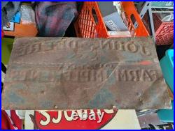 SCARCE 1930s JOHN DEERE DANE MADISON WISCONSIN EMBOSSED PAINTED TIN TACKER SIGN