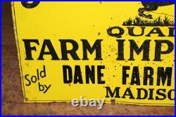 SCARCE 1930s JOHN DEERE DANE MADISON WISCONSIN EMBOSSED PAINTED TIN TACKER SIGN