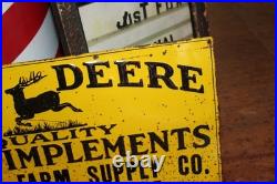 SCARCE 1930s JOHN DEERE DANE MADISON WISCONSIN EMBOSSED PAINTED TIN TACKER SIGN