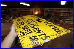 SCARCE 1930s JOHN DEERE DANE MADISON WISCONSIN EMBOSSED PAINTED TIN TACKER SIGN