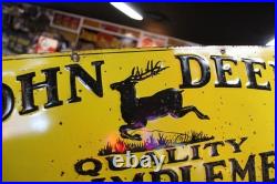SCARCE 1930s JOHN DEERE DANE MADISON WISCONSIN EMBOSSED PAINTED TIN TACKER SIGN