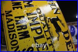 SCARCE 1930s JOHN DEERE DANE MADISON WISCONSIN EMBOSSED PAINTED TIN TACKER SIGN