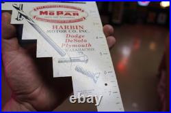 SCARCE 1950s CHRYSLER MOPAR BOLT DRILL GAUGE PAINTED METAL DEALER PROMO SIGN