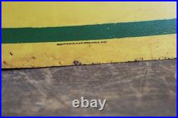 SCARCE 1950s JOHN DEERE 4-LEG PAINTED METAL DEALER SIGN FARM TRACTOR CORN BARN