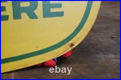 SCARCE 1950s JOHN DEERE 4-LEG PAINTED METAL DEALER SIGN FARM TRACTOR CORN BARN