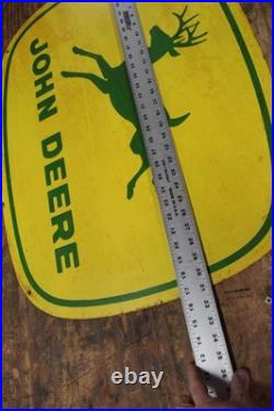 SCARCE 1950s JOHN DEERE 4-LEG PAINTED METAL DEALER SIGN FARM TRACTOR CORN BARN