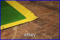 SCARCE 1950s JOHN DEERE FERTILIZER PAINTED METAL DEALER SIGN FARM TRACTOR CORN