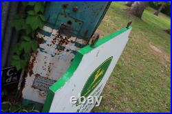 SCARCE 1960s JOHN DEERE LAWN GARDEN EQUIPMENT 2-SIDED METAL DEALER SIGN FARM
