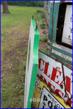 SCARCE 1960s JOHN DEERE LAWN GARDEN EQUIPMENT 2-SIDED METAL DEALER SIGN FARM