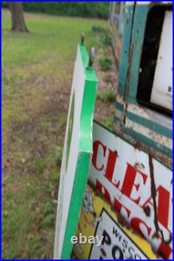 SCARCE 1960s JOHN DEERE LAWN GARDEN EQUIPMENT 2-SIDED METAL DEALER SIGN FARM