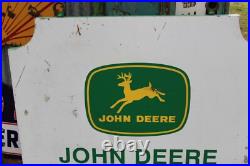 SCARCE 1960s JOHN DEERE LAWN GARDEN EQUIPMENT 2-SIDED METAL DEALER SIGN FARM