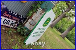 SCARCE 1960s JOHN DEERE LAWN GARDEN EQUIPMENT 2-SIDED METAL DEALER SIGN FARM