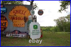 SCARCE 1960s JOHN DEERE LAWN GARDEN EQUIPMENT 2-SIDED METAL DEALER SIGN FARM