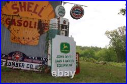 SCARCE 1960s JOHN DEERE LAWN GARDEN EQUIPMENT 2-SIDED METAL DEALER SIGN FARM