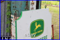 SCARCE 1960s JOHN DEERE LAWN GARDEN EQUIPMENT 2-SIDED METAL DEALER SIGN FARM