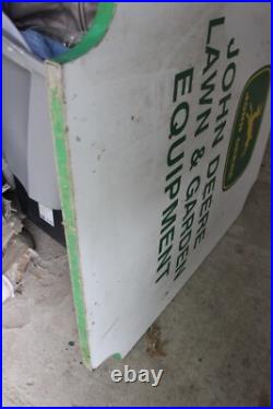 SCARCE 1960s JOHN DEERE LAWN GARDEN EQUIPMENT 2-SIDED METAL DEALER SIGN FARM
