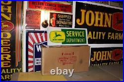 SCARCE 1960s JOHN DEERE REVERSE PAINTED LIGHTED SIGN DUALITE NEW OLD STOCK W BOX