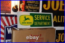 SCARCE 1960s JOHN DEERE REVERSE PAINTED LIGHTED SIGN DUALITE NEW OLD STOCK W BOX