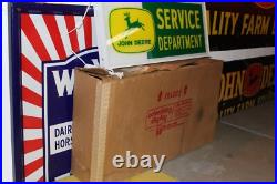 SCARCE 1960s JOHN DEERE REVERSE PAINTED LIGHTED SIGN DUALITE NEW OLD STOCK W BOX