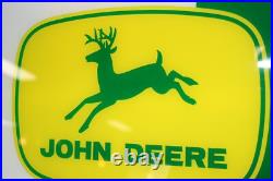 SCARCE 1960s JOHN DEERE REVERSE PAINTED LIGHTED SIGN DUALITE NEW OLD STOCK W BOX