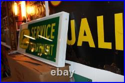 SCARCE 1960s JOHN DEERE REVERSE PAINTED LIGHTED SIGN DUALITE NEW OLD STOCK W BOX